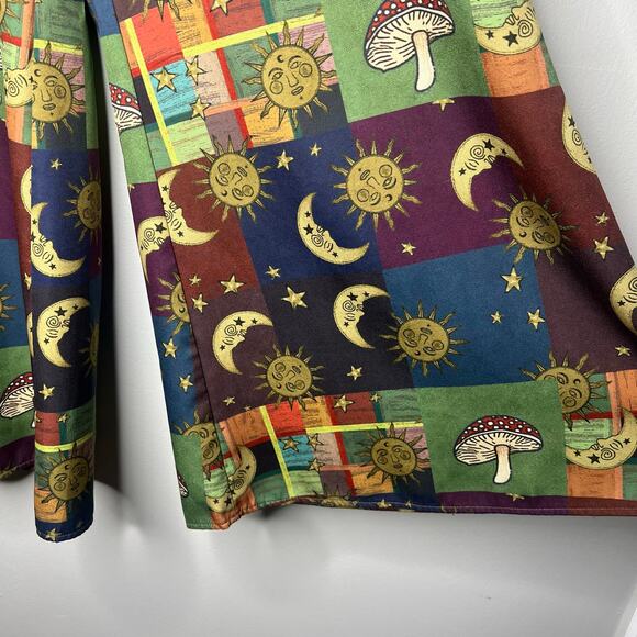 Women's Celestial Wide Leg Pull On Pants XS Mushrooms Moons Boho Gypsy Festival - Picture 6 of 11